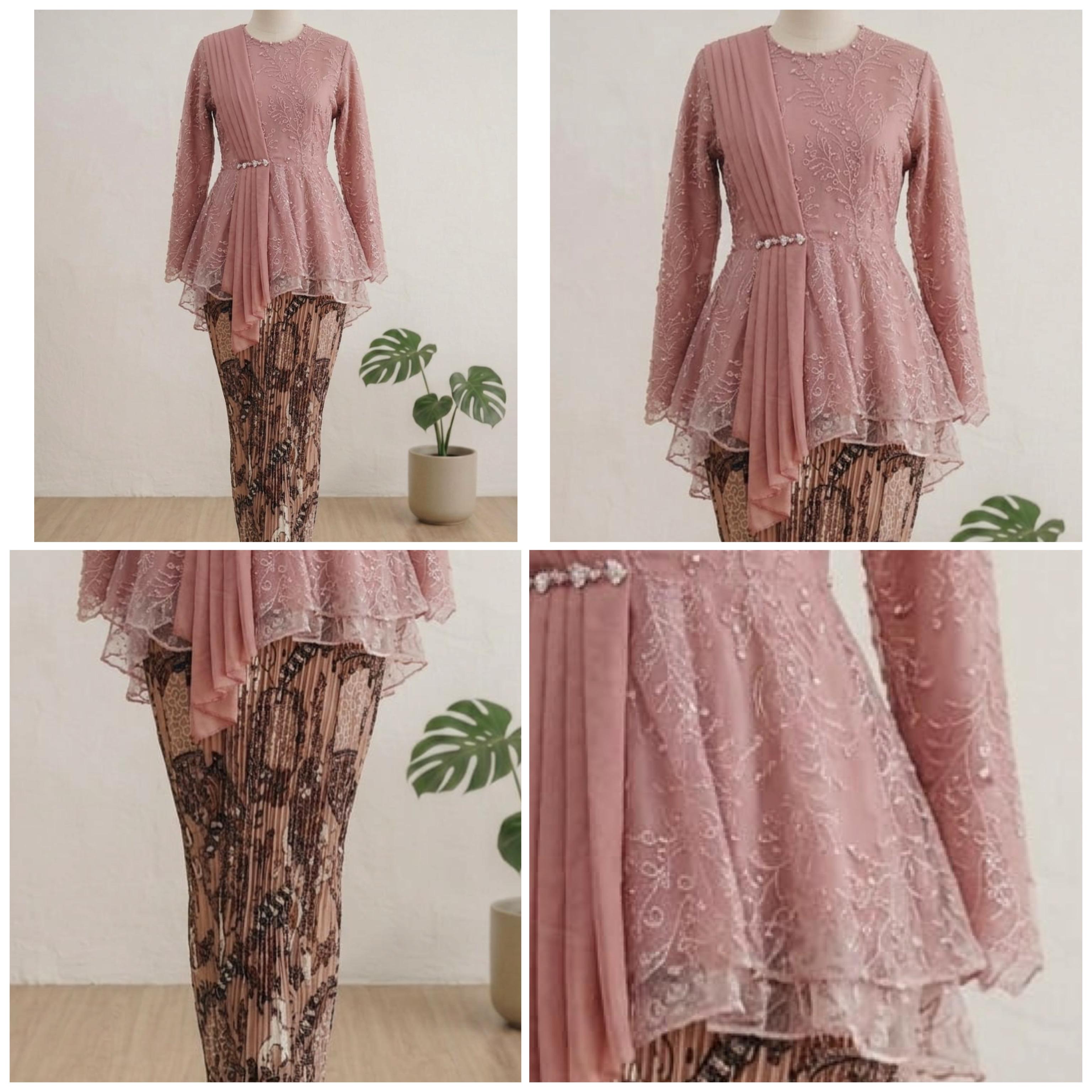 Kebaya Peplum Dusty Pink C